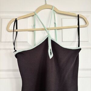 MINKPINK Chocolate Tank with Mint Trim NWT